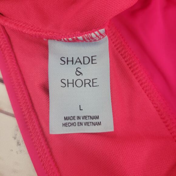 Women's Ruffle Flounce Tankini Top - Shade & Shore  Pink L: Adjustable Straps - Picture 8 of 9